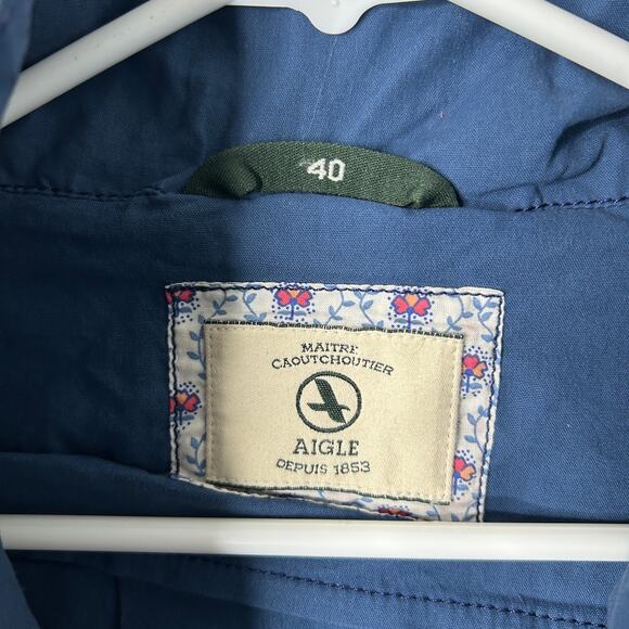 Aigle Jacket Women’s Medium 40 8/10 Blue Zip Front Snap Placket Made in France - Picture 5 of 15